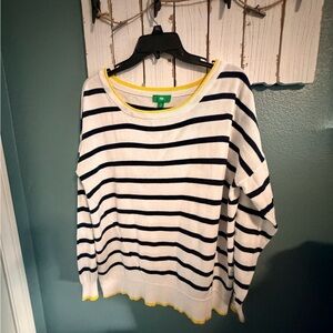 dip Striped Sweater with Navy and Yellow Highlights